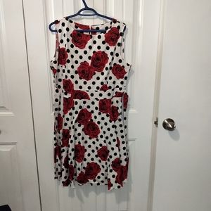 NWOT rose polka dot swing fit/flair dress
